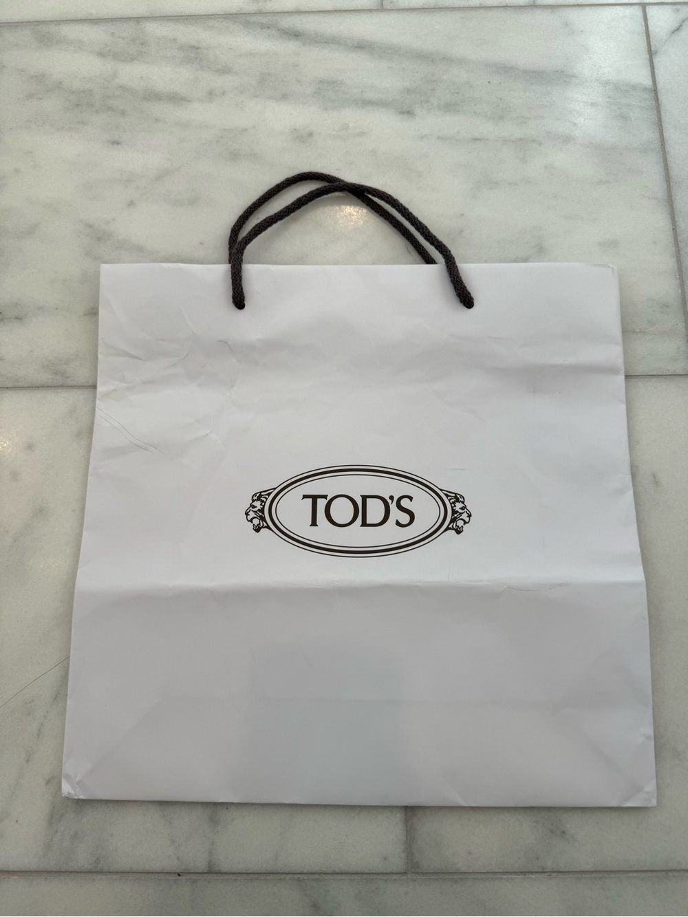 Tod's White Shopping Bag with Black Logo and Handles